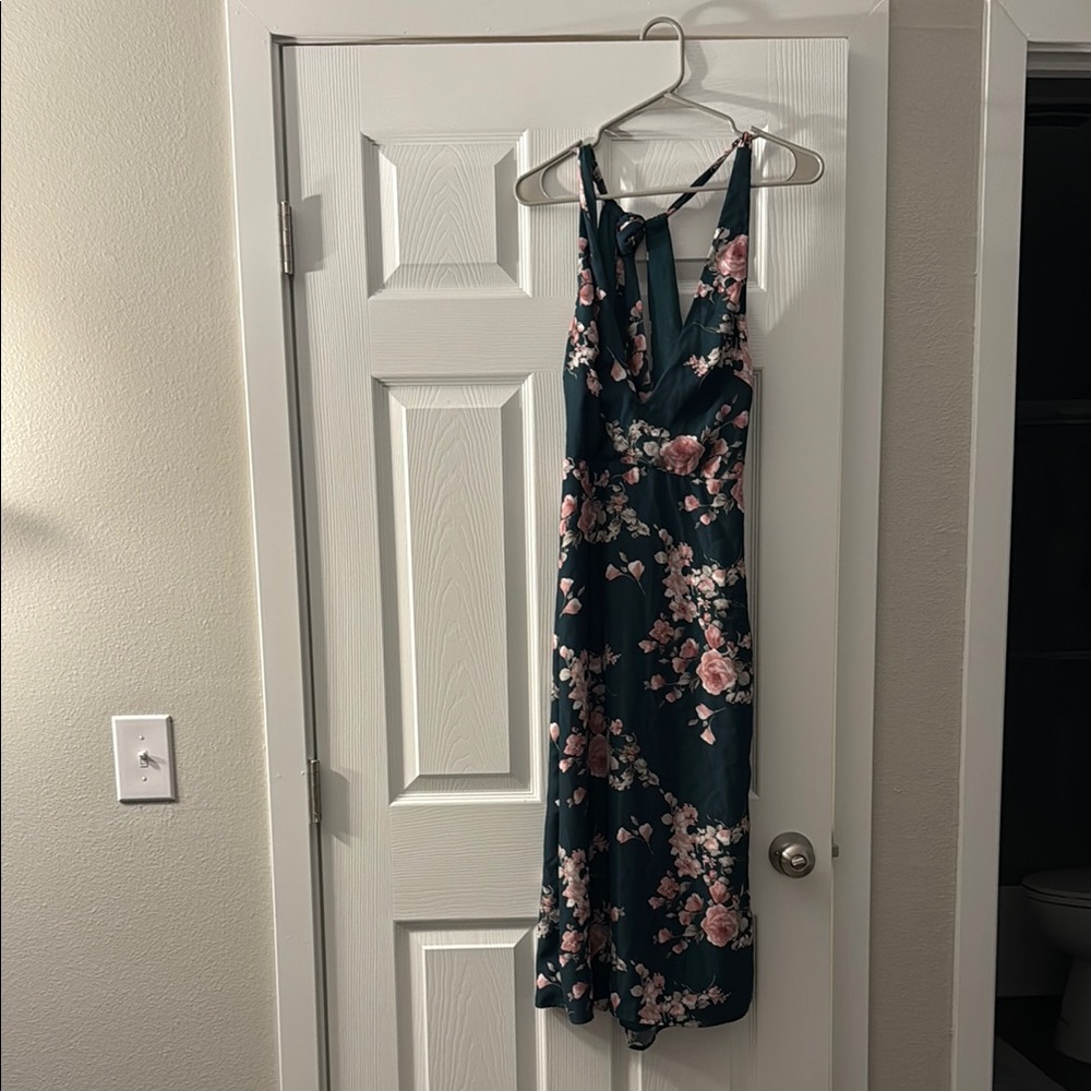 Floral Sleeveless Dress - Green and Pink